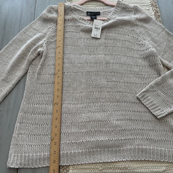 NWT Lane Bryant Beige Oatmeal Open Back Loose Knit Sweater Sz 14 16 Boho - Picture 4 of 7